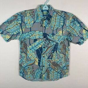 Vintage PCH Pacific Coast Highway Shirt Mens Small Blue‎ Beach Surf Bird Parrot